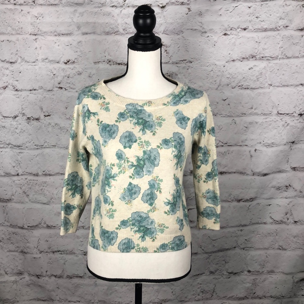 NWOT ZARA KNIT Crop Floral Print Sweater M